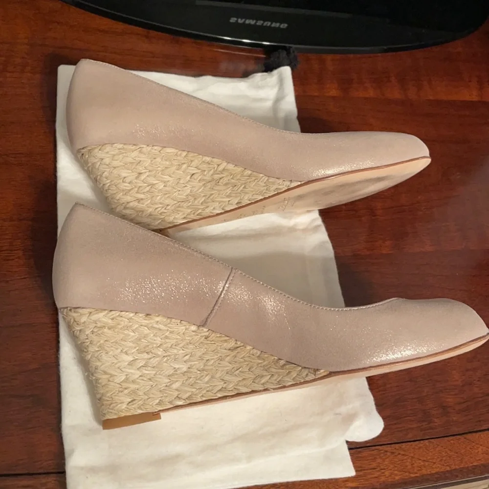 LK Bennett Edee Gold Suede Heels Espadrille Sandals Kate Middleton Size 37